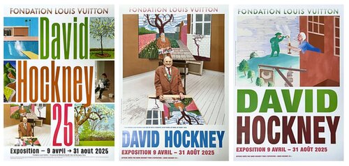 David Hockney 25 Exhibition Louis Vuitton Foundation Poster (Set of 3) de David Hockney, Impresión a la venta en Singulart