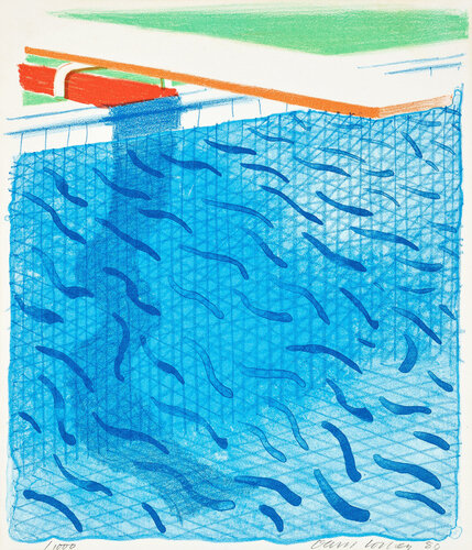 Pool made with Paper and Blue Ink for Book, from Paper Pools de David Hockney, Impresión a la venta en Singulart