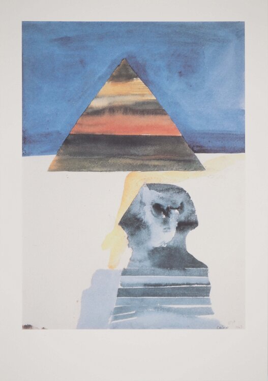 Egypte, Le Caire, Sphynx et Pyramide, Héliogravure signée David Hockney