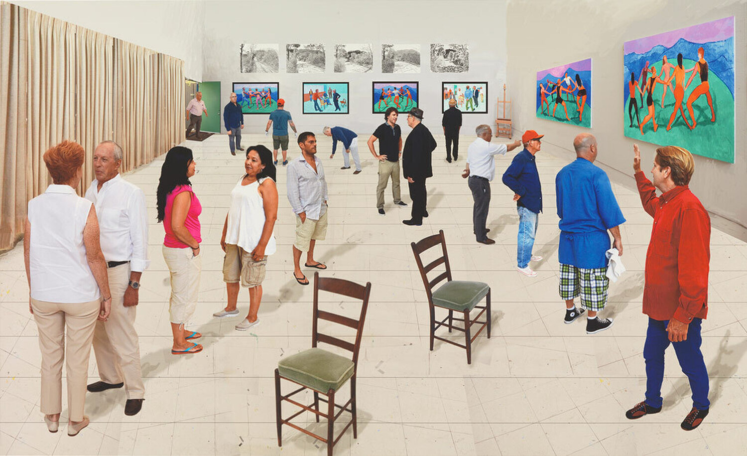 Two Chairs with People David Hockney