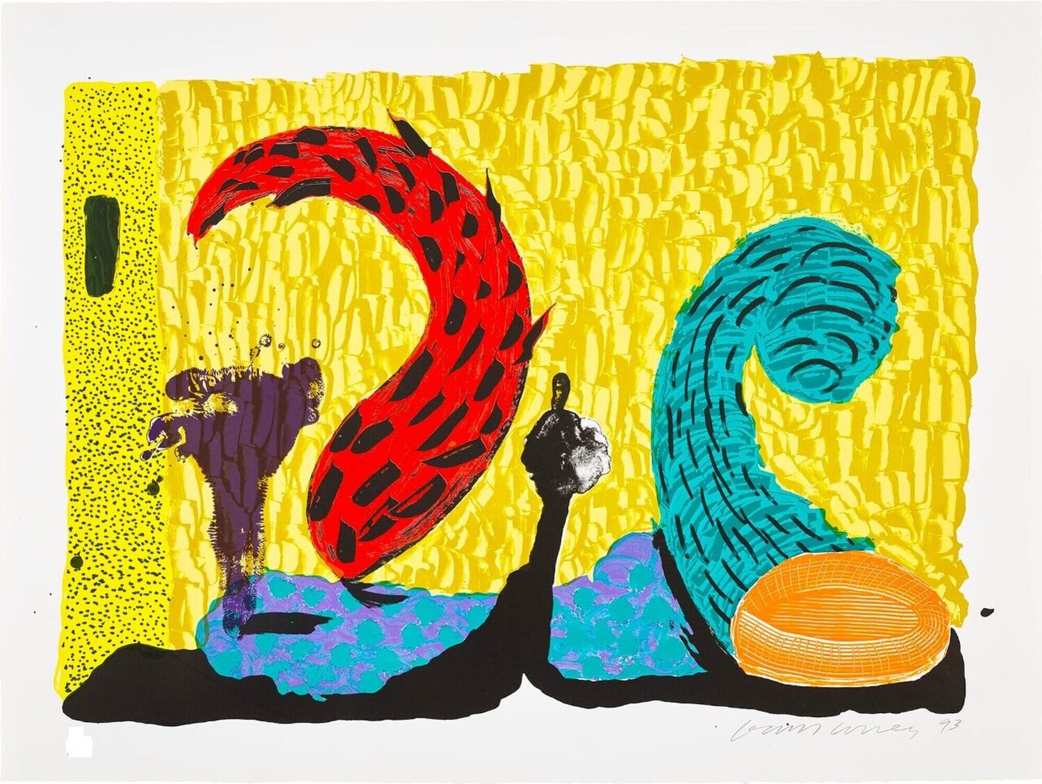 Pushing Up (AP) - from Some More New Prints (MCA Tokyo 340) David Hockney