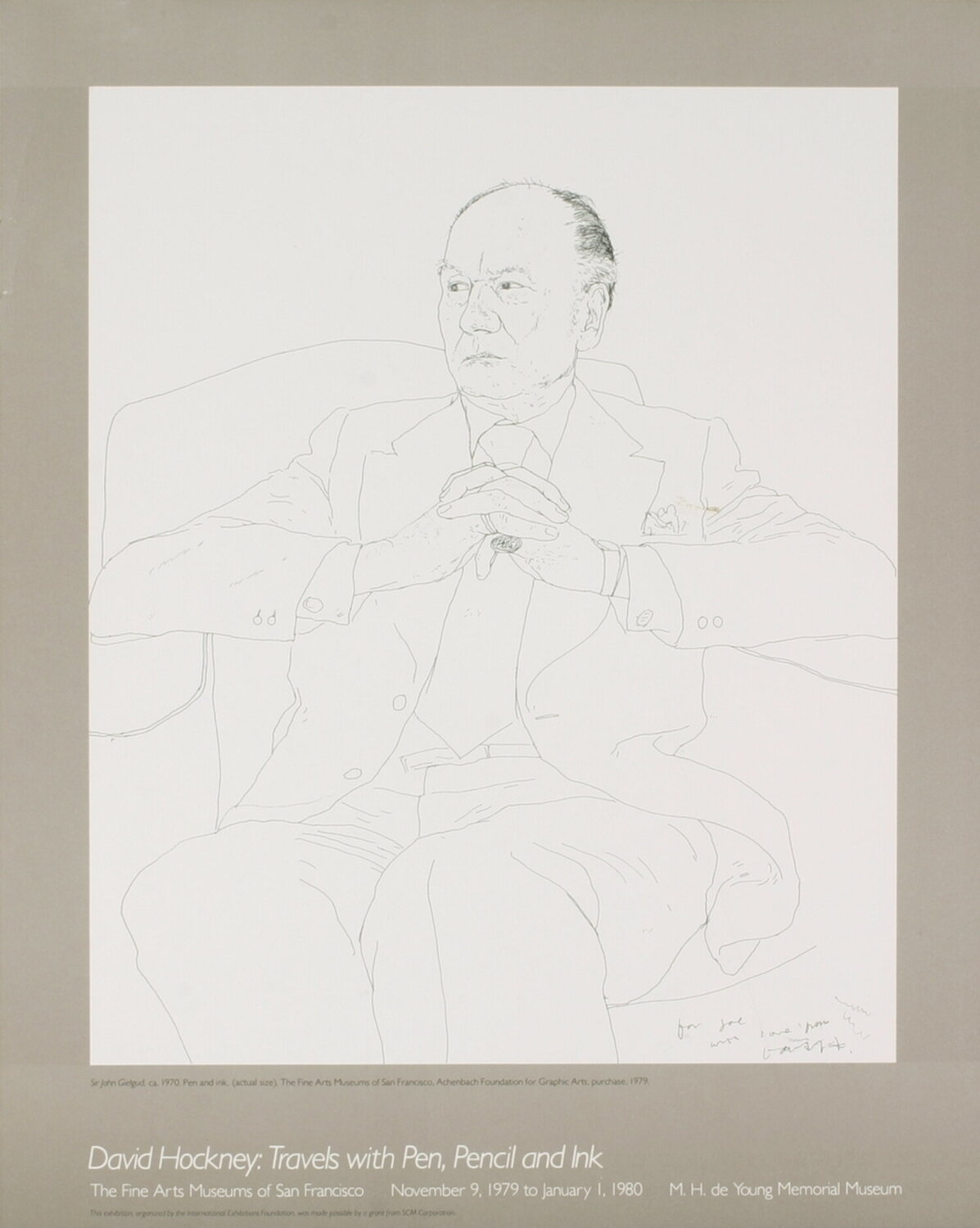 Portrait of Sir John Gielgud David Hockney Stampa in vendita