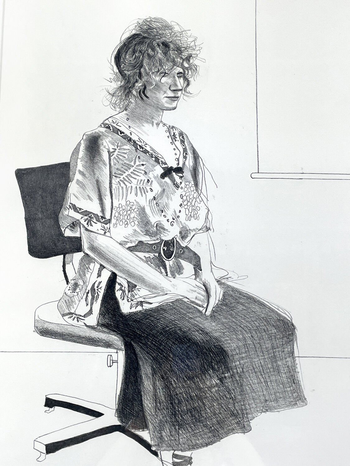 Celia Seated on an Office Chair (black state) David Hockney