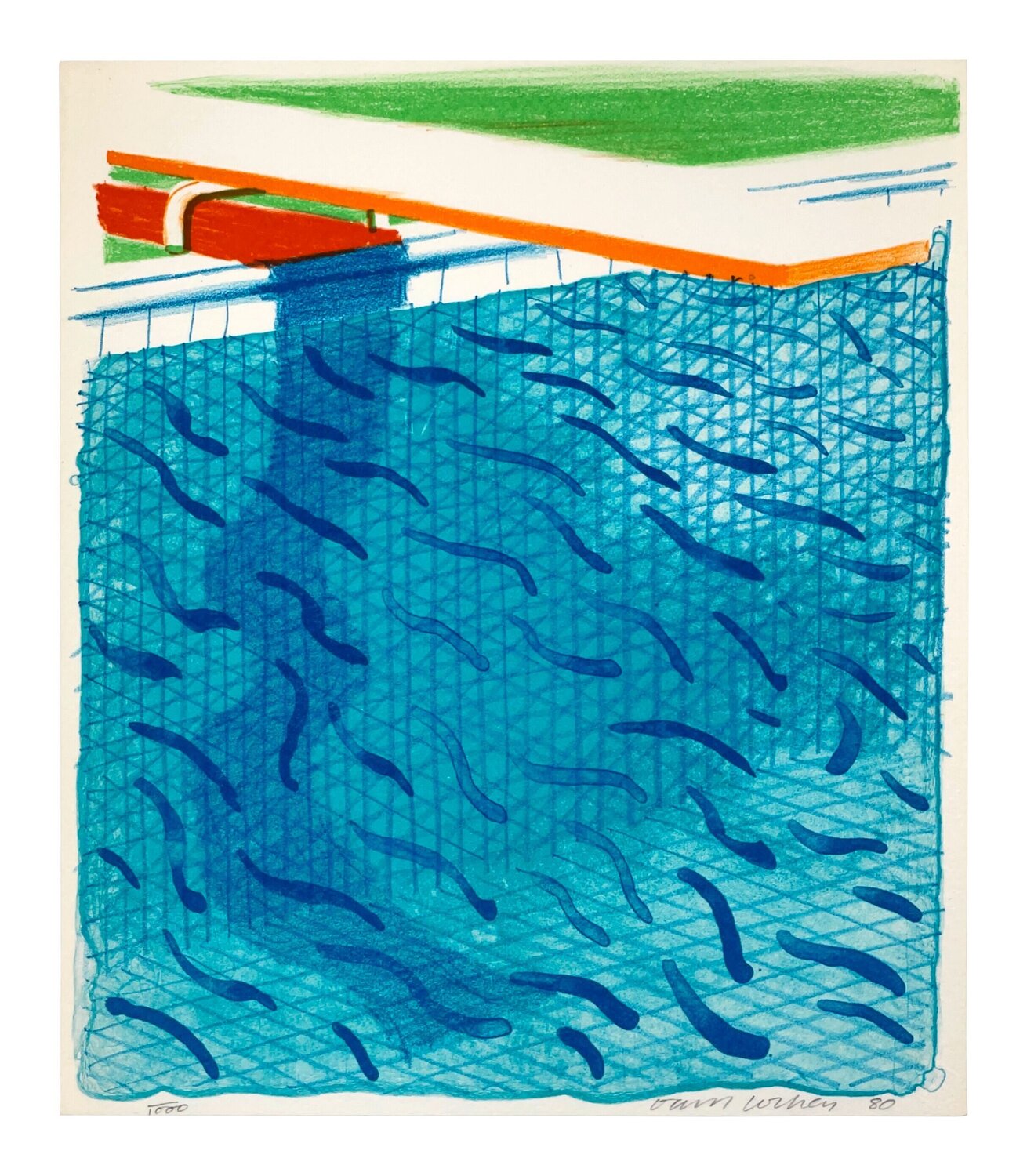 Pool Made with Paper and Blue Ink for Book, from Paper Pools David Hockney Druck zu verkaufen