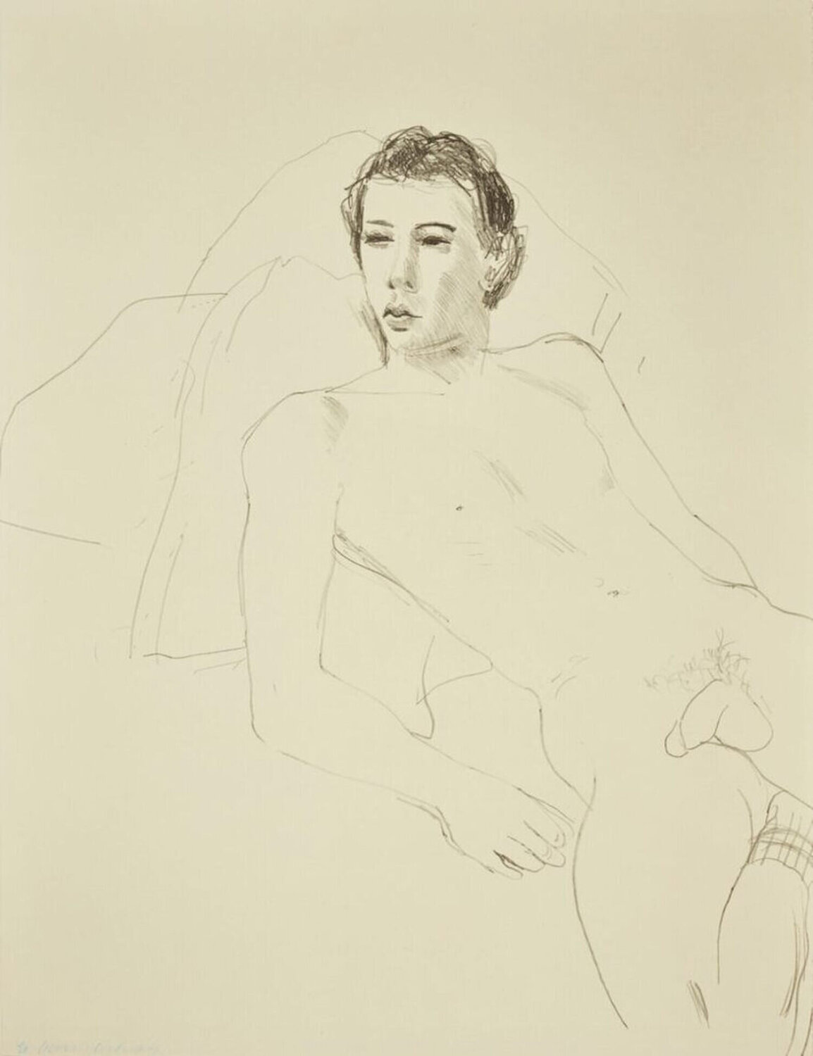 Gregory Reclining (Nude) David Hockney