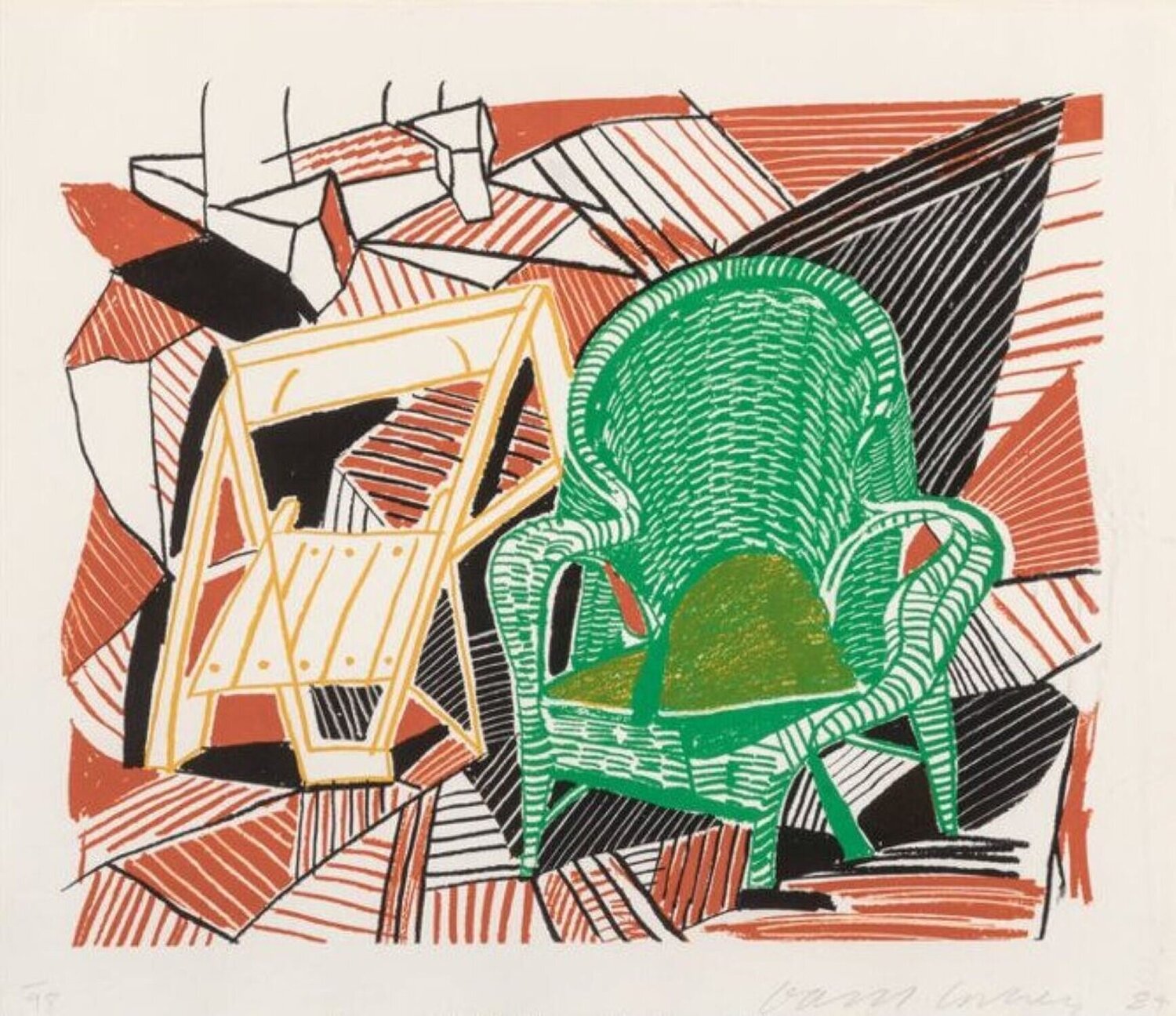Two Pembroke Studio Chairs from The Moving Focus Series David Hockney