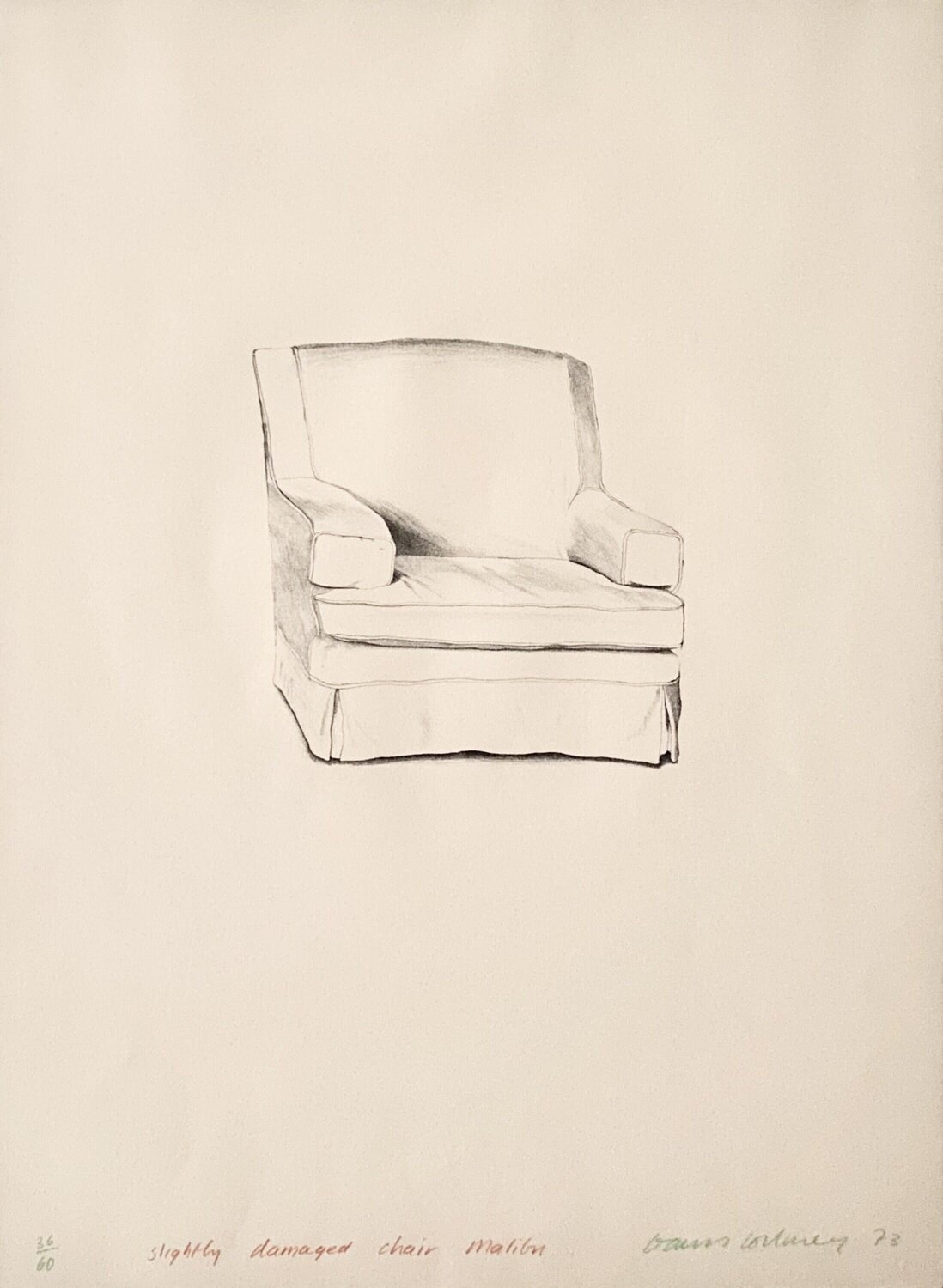 Slightly damaged chair, Malibu David Hockney