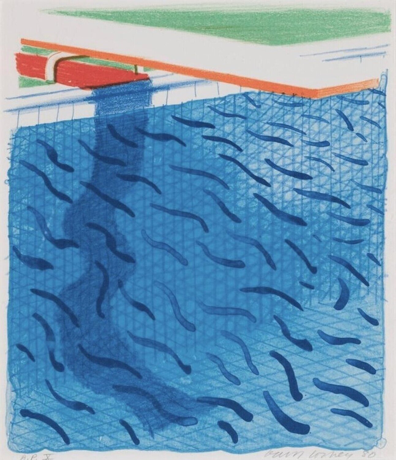 Pool Made with Paper and Blue Ink for Book David Hockney