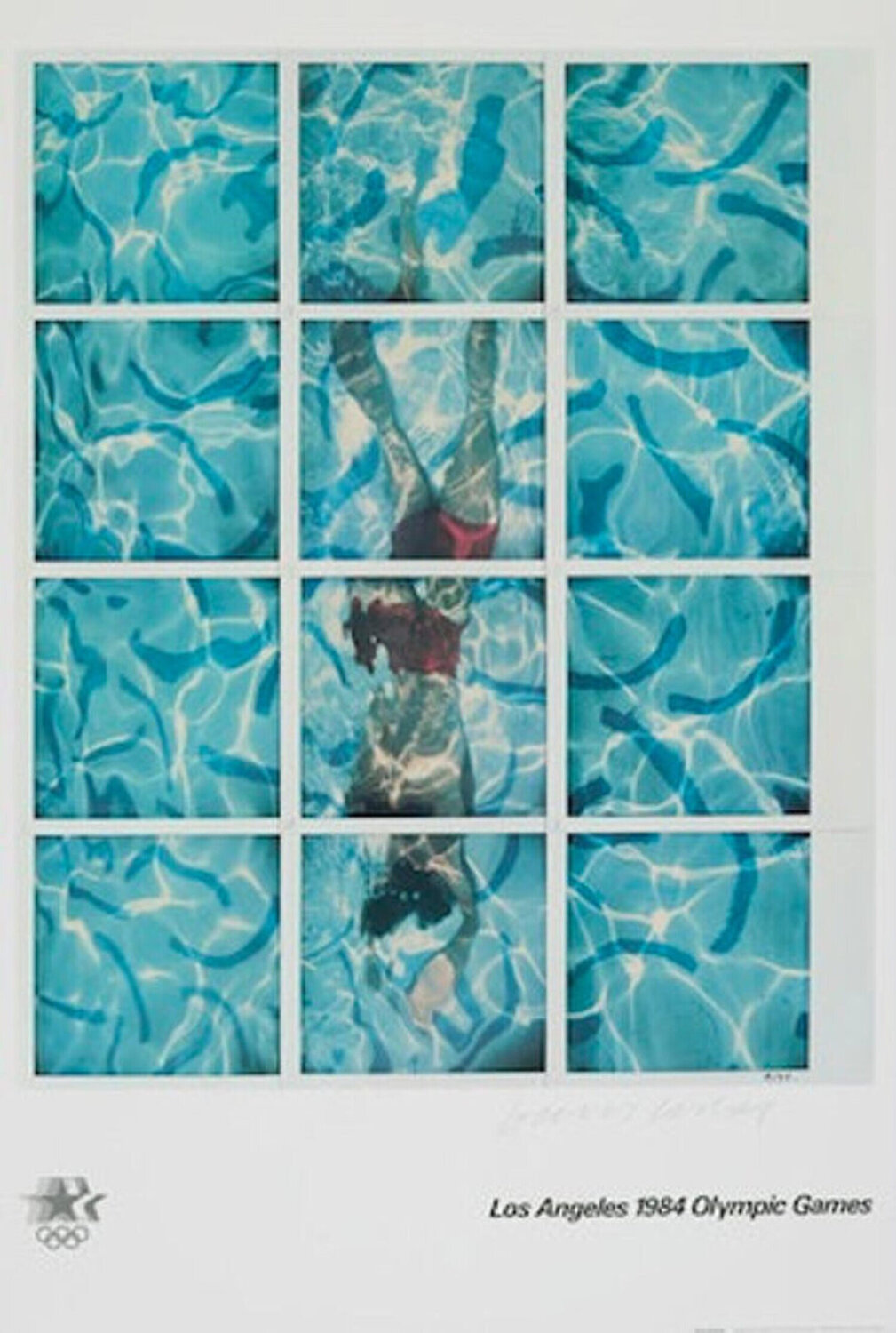 David Hockney Hand Signed 1984 Los Angeles Olympics Poster David Hockney