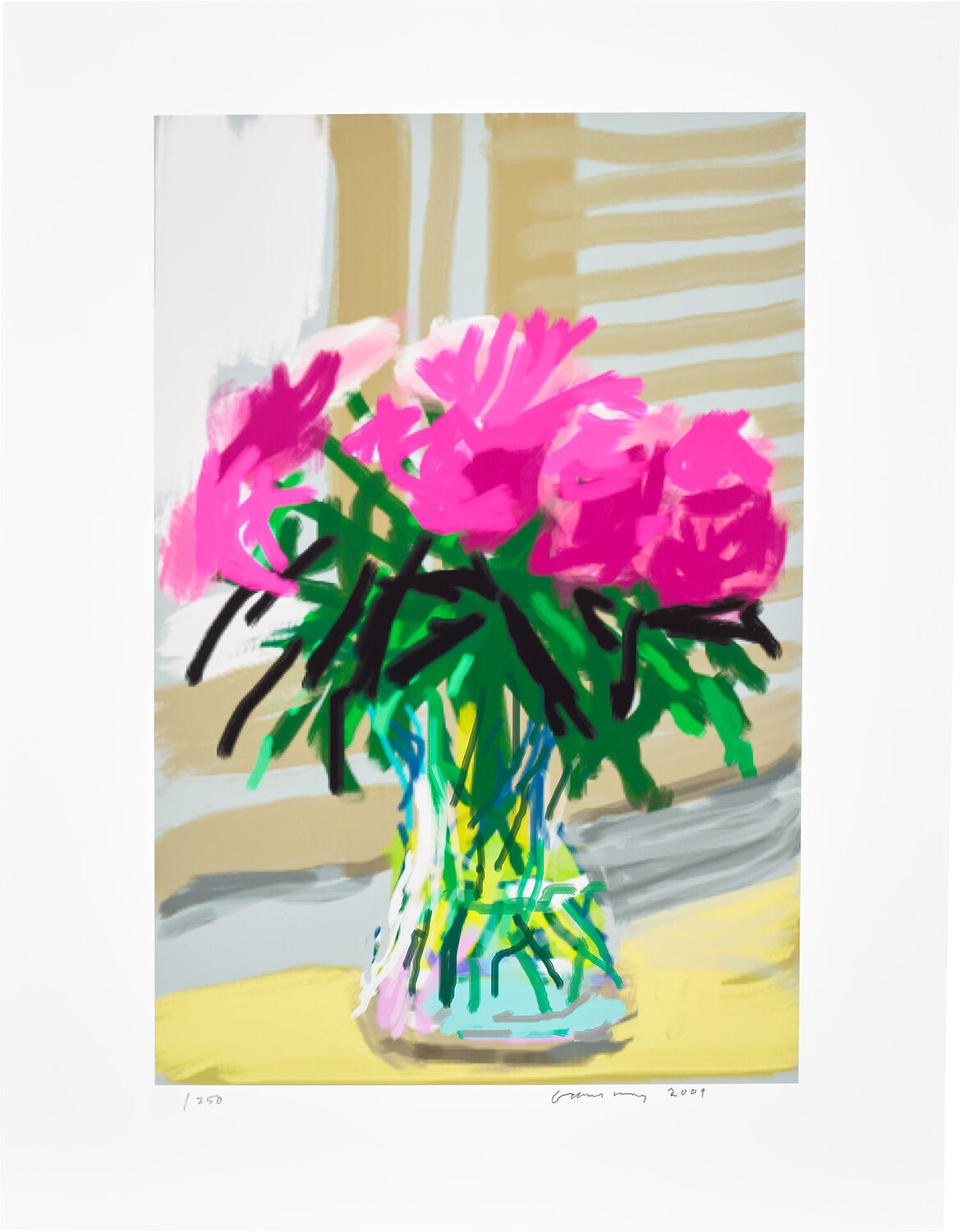 "Untitled" Peonies iPhone Drawing, My Window No. 535 David Hockney