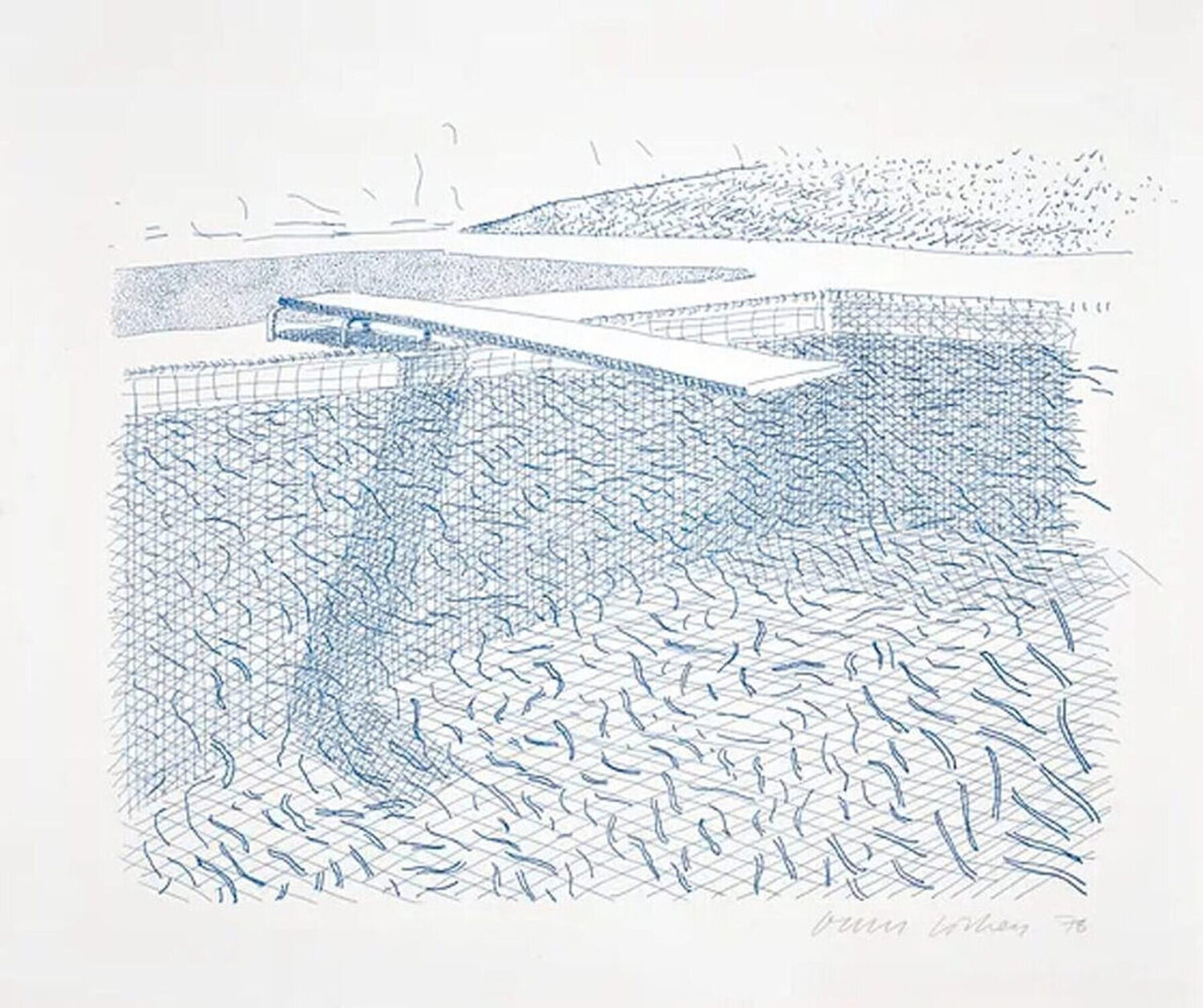 David Hockney Lithographic Water Made of Lines T210, TG 253 David Hockney Druck zu verkaufen