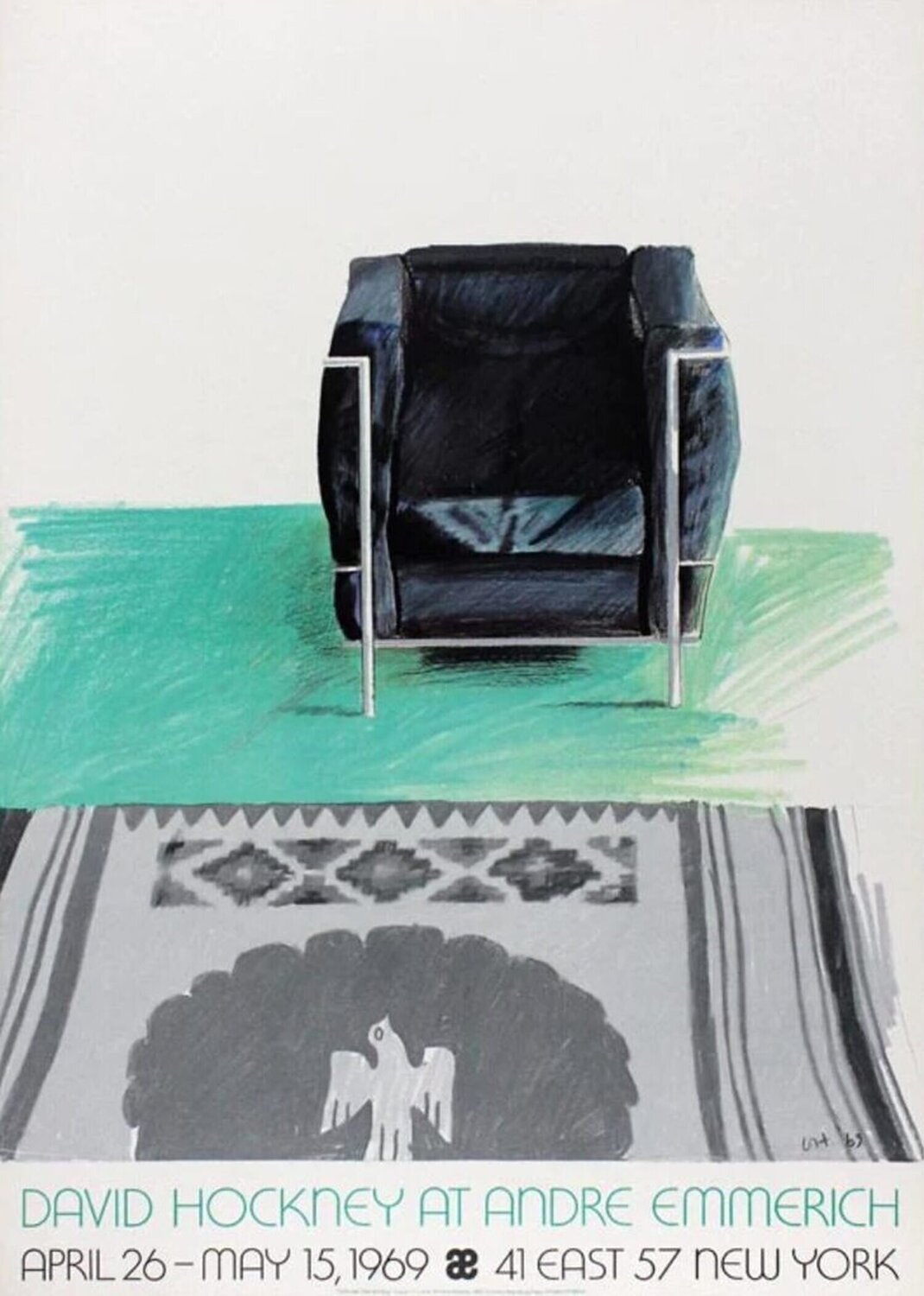Corbusier Chair and Rug David Hockney