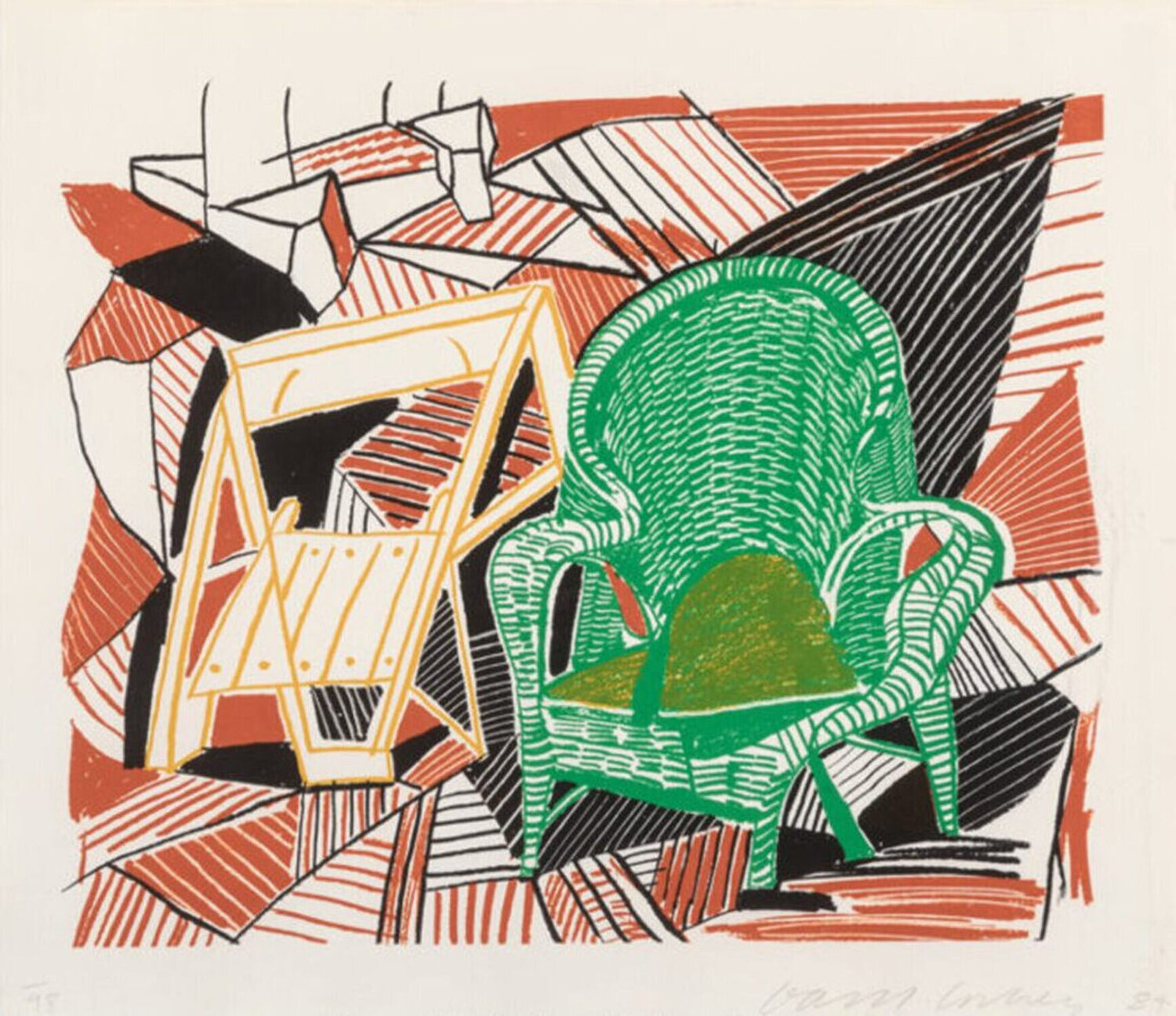 Two Pembroke Studio Chairs from The Moving Focus Series David Hockney