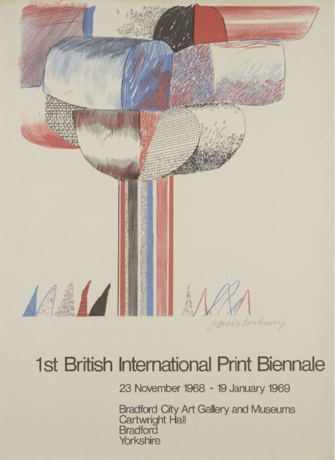 Hand Signed 1st British International Print Biennale Poster David Hockney Druck zu verkaufen
