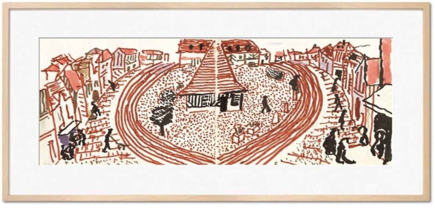 My Second Drawing of Beuvron-en-Auge David Hockney