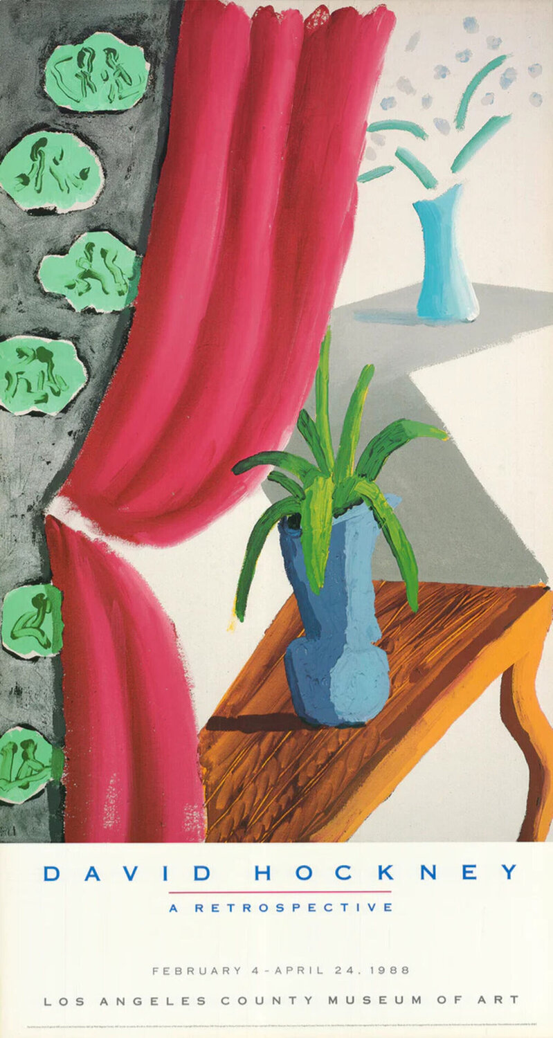 Still Life with Magenta Curtain David Hockney