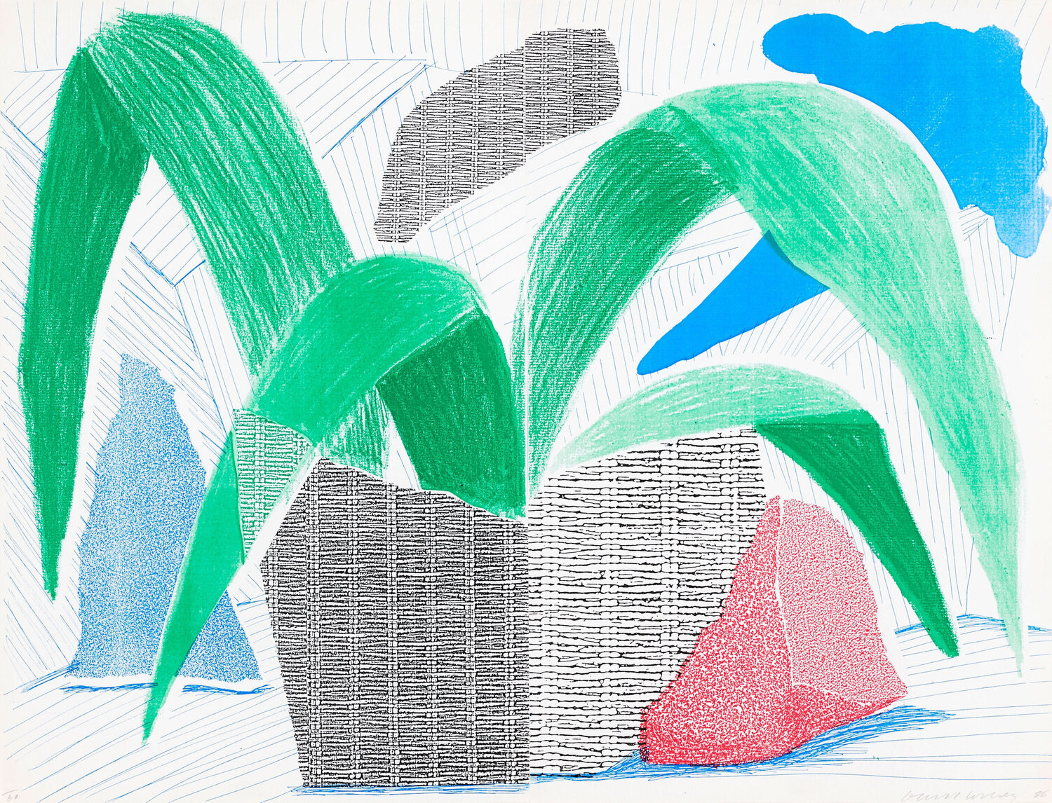 David Hockney Green Grey & Blue Plant, July (Diptych) David Hockney Stampa in vendita