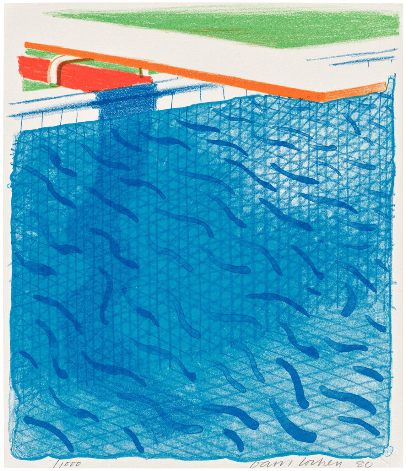 Pool Made with Paper and Blue Ink for Book David Hockney Impresión en venta