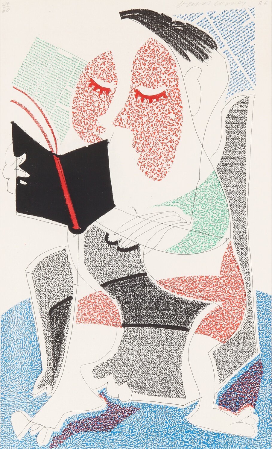 Man Reading Stendhal, July 1986 David Hockney Print for sale