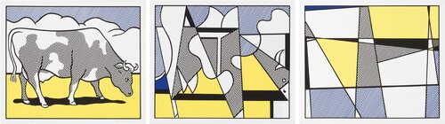 Cow going Abstract  (Triptych) van Roy Lichtenstein, Afdruk te koop op Singulart