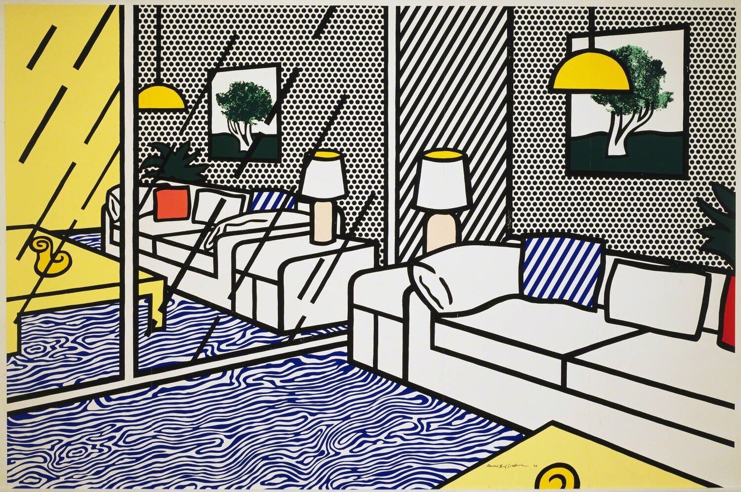 Wallpaper with Blue Floor Interior Roy Lichtenstein