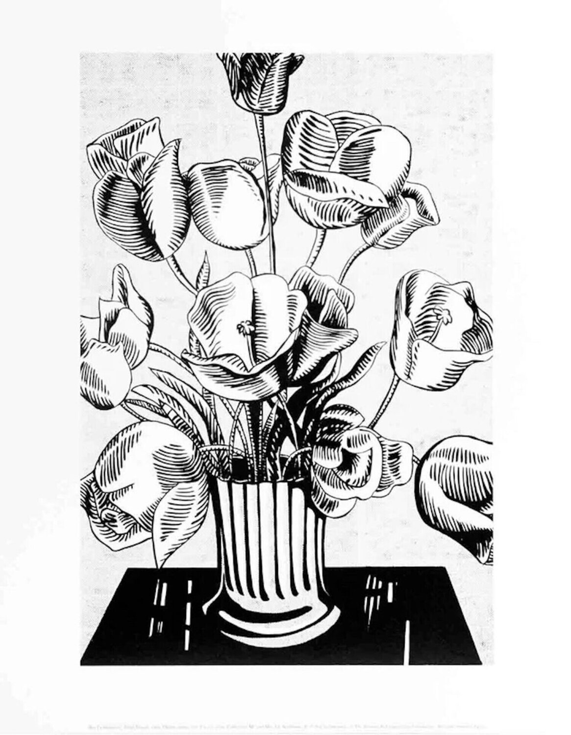 Black Flowers Roy Lichtenstein Print for sale