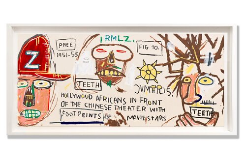 Hollywood Africans In Front Of The Chinese Theater with Footprints of Movie Stars di Jean-Michel Basquiat, Stampa in vendita su Singulart