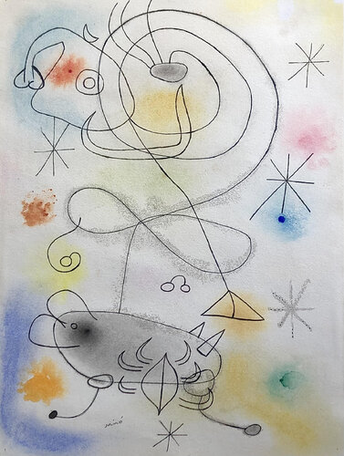 Femme, Oiseau, Etoile van Joan Miró, Schilderij te koop op Singulart