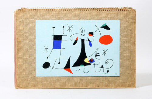 Joan MIRO- Wallpaper Sample, Silk Screen Mounted on Burlap for Catalogue,, Signed in Print. di Joan Miró, Stampa in vendita su Singulart
