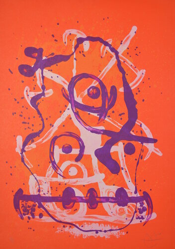 Chevauchee Rouge Et Violet - M610 di Joan Miró, Stampa in vendita su Singulart