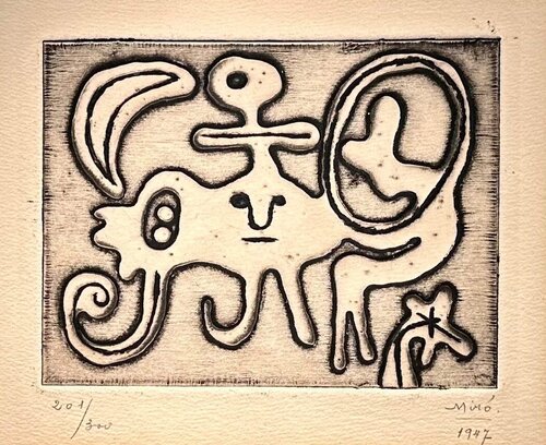 Femme Et Oiseau Devant La Lune van Joan Miró, Afdruk te koop op Singulart