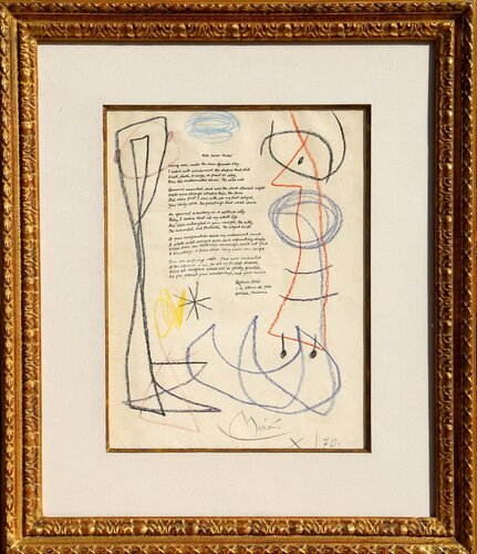 For Joan Miro (Drawing with Ruthven Todd Poem) de Joan Miró, Obra en papel a la venta en Singulart