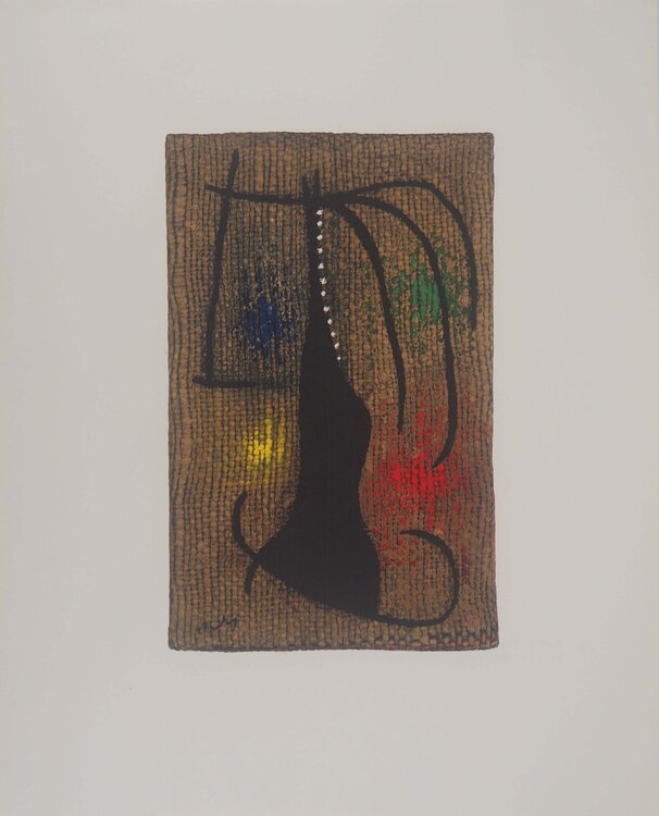Femme à l'arc en ciel, Lithographie signée Joan Miró