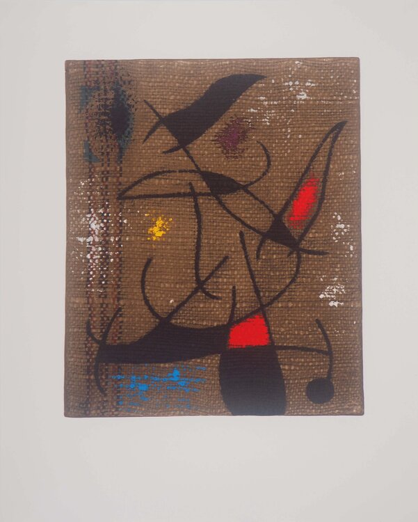 Femme et oiseaux, Lithographie signée Joan Miró