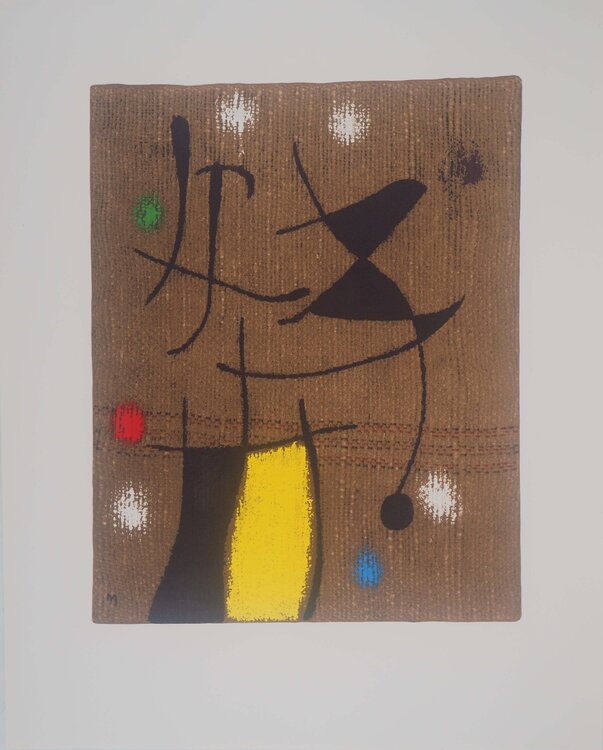 Femme au téléphone, Lithographie signée Joan Miró