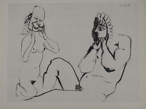 Comédie Humaine, Les amants masqués, Héliogravure Pablo Picasso