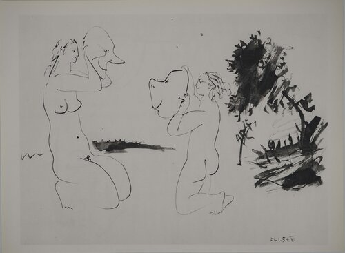 Comédie Humaine, Les deux femmes aux masques antiques, Héliogravure by Pablo Picasso, Print for Sale on Singulart