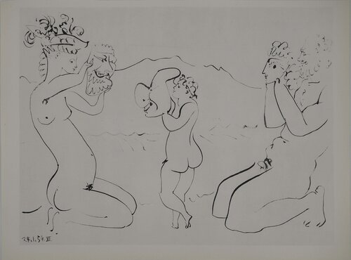 Comédie Humaine, Scène de théâtre sur une colline, Héliogravure Pablo Picasso