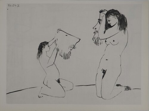 Comédie Humaine, Les deux femmes nues masquées, Héliogravure by Pablo Picasso, Print for Sale on Singulart