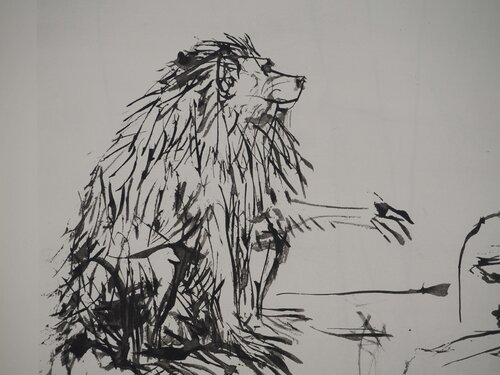Le singe s'approchant de la femme van Pablo Picasso, Afdruk te koop op Singulart