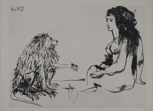 Comédie Humaine, Le singe s'approchant de la femme, Héliogravure by Pablo Picasso, Print for Sale on Singulart