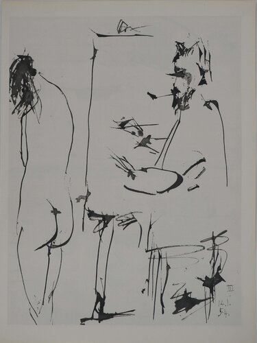 L'artiste et le portrait de la femme à la coiffe van Pablo Picasso, Afdruk te koop op Singulart