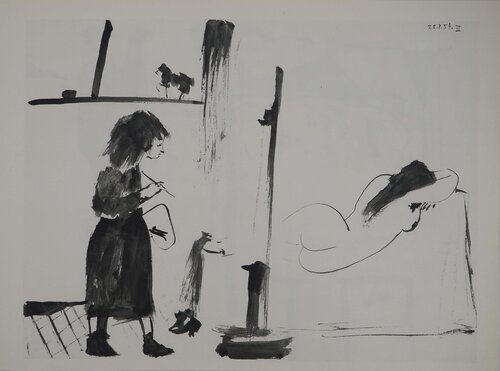 Comédie Humaine, L'apprenti et le nu, Héliogravure Pablo Picasso