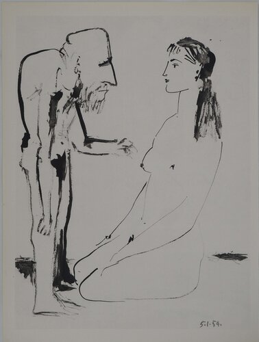 Comédie Humaine, L'homme bossu et la jeune femme nue, Héliogravure by Pablo Picasso, Print for Sale on Singulart