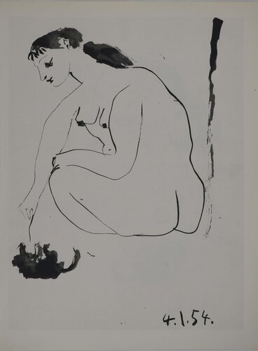Comédie Humaine, Nu de dos et chaton noire, Héliogravure by Pablo Picasso, Print for Sale on Singulart