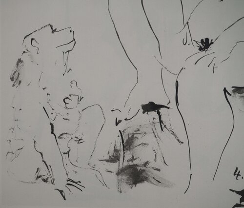 Nu sur le rocher avec un singe Pablo Picasso