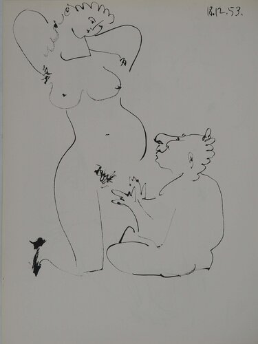 Comédie Humaine, Nu aux escarpins et petit homme, Héliogravure by Pablo Picasso, Print for Sale on Singulart
