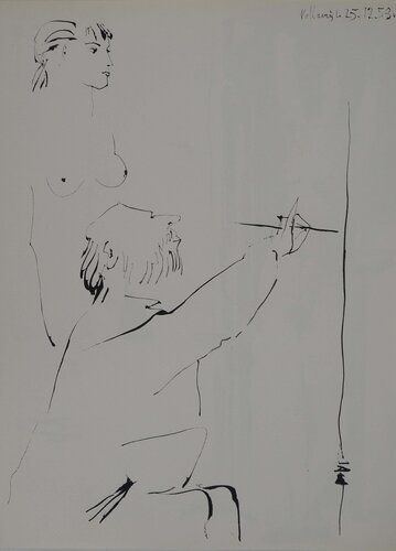 Comédie Humaine, Modèle nu regardant son portait, Héliogravure by Pablo Picasso, Print for Sale on Singulart