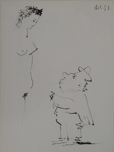 Comédie Humaine, L'homme au chapeau et la jeune fille, Héliogravure by Pablo Picasso, Print for Sale on Singulart