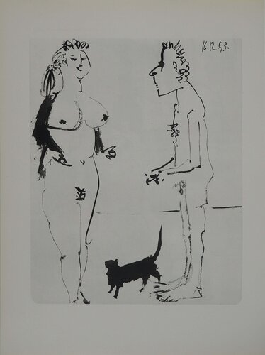 Comédie Humaine, La femme au gilet et son chat, Héliogravure by Pablo Picasso, Print for Sale on Singulart